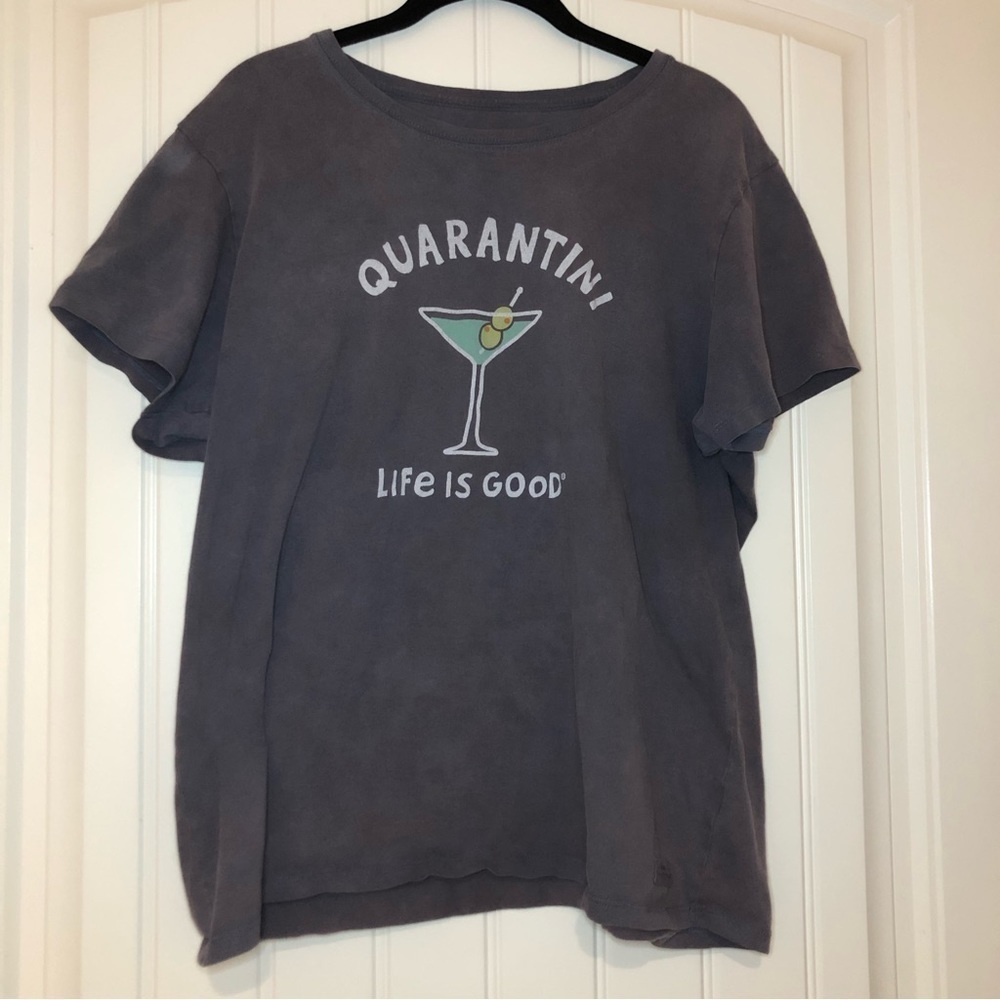 Life is Good Gray “Quarantini” Short Sleeve Crusher Short Sleeve Size XL